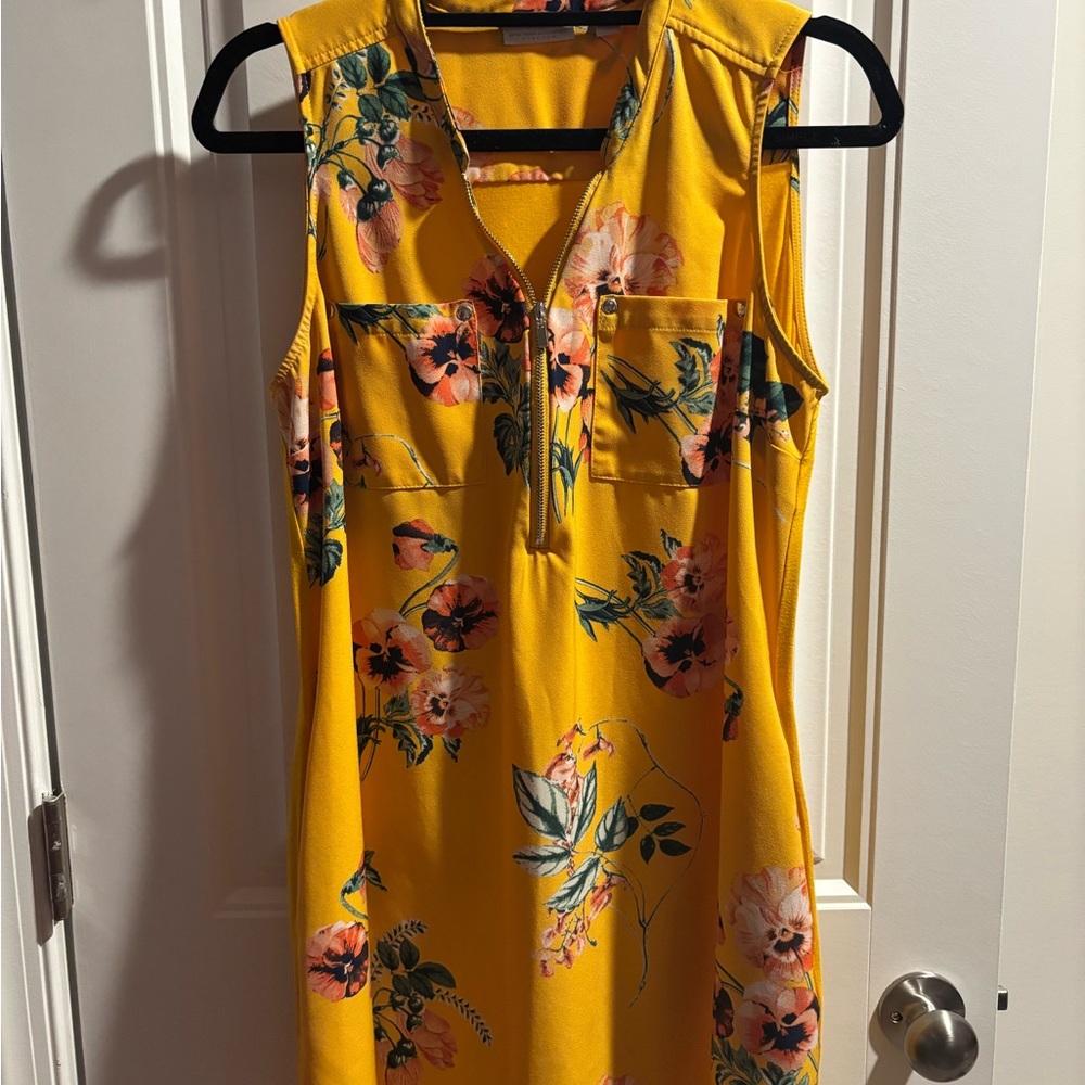 Yellow Floral Sleeveless Dress